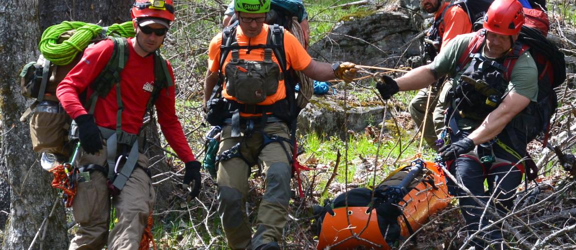 What gear do Mountain Rescue use and carry